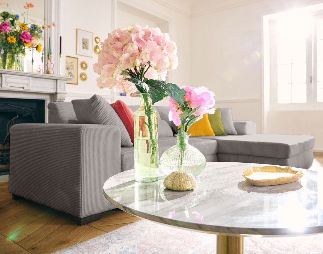 Canapé d'angle convertible Vermont 4 places avec coffre - angle droit