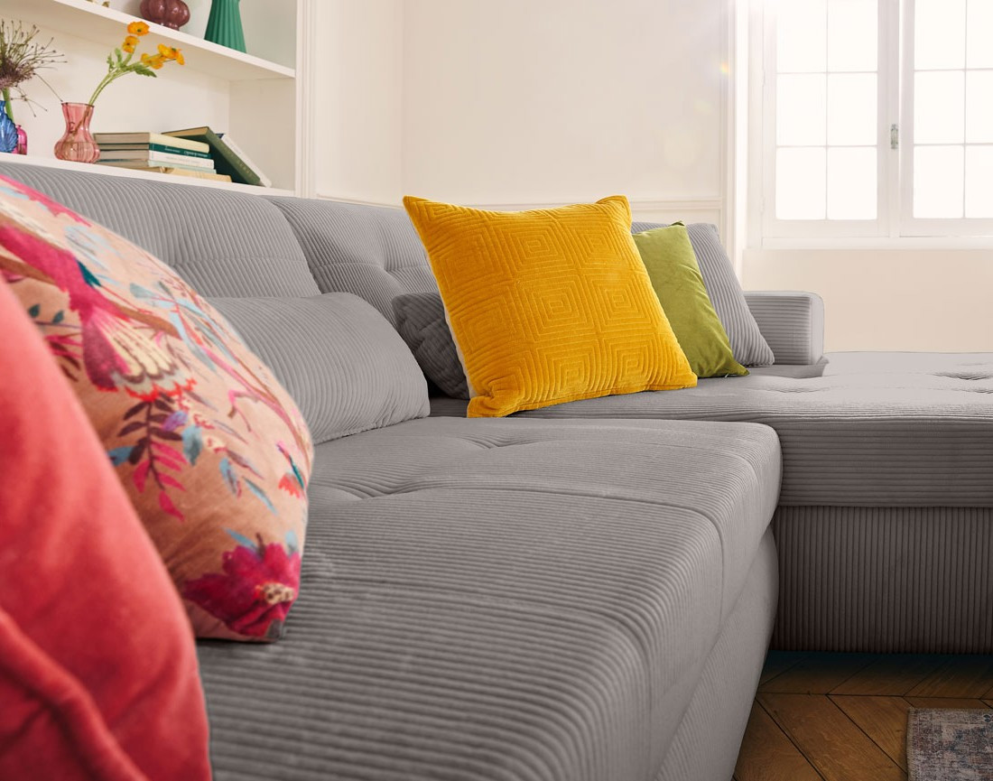 Canapé d'angle convertible Vermont 4 places avec coffre - angle droit