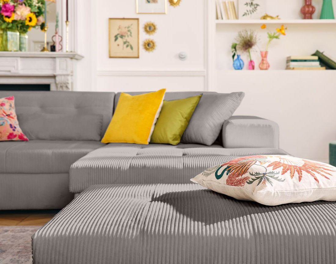 Canapé d'angle convertible Vermont 4 places avec coffre - angle droit