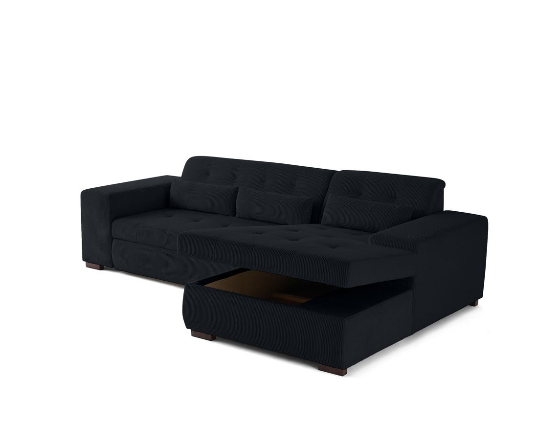 Canapé d'angle convertible Vermont 4 places avec coffre - angle droit