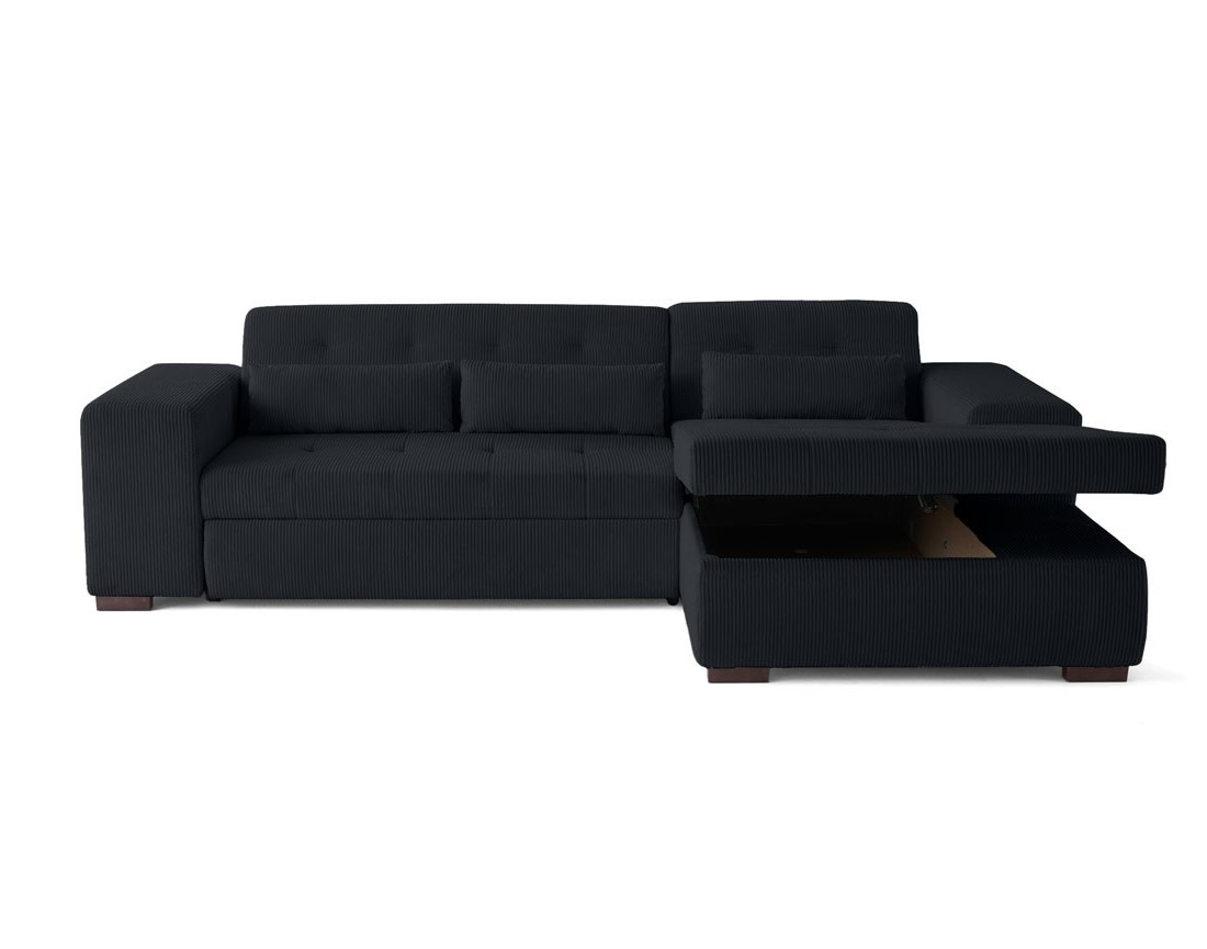 Canapé d'angle convertible Vermont 4 places avec coffre - angle droit