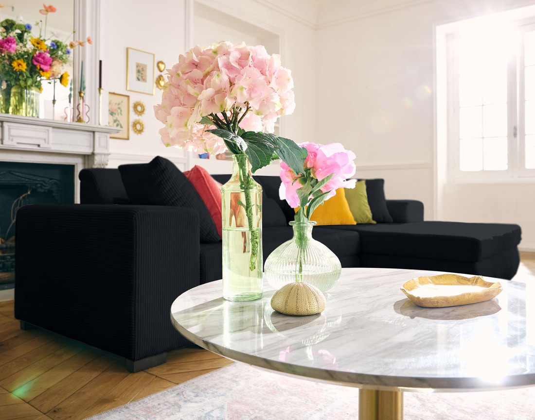 Canapé d'angle convertible Vermont 4 places avec coffre - angle droit