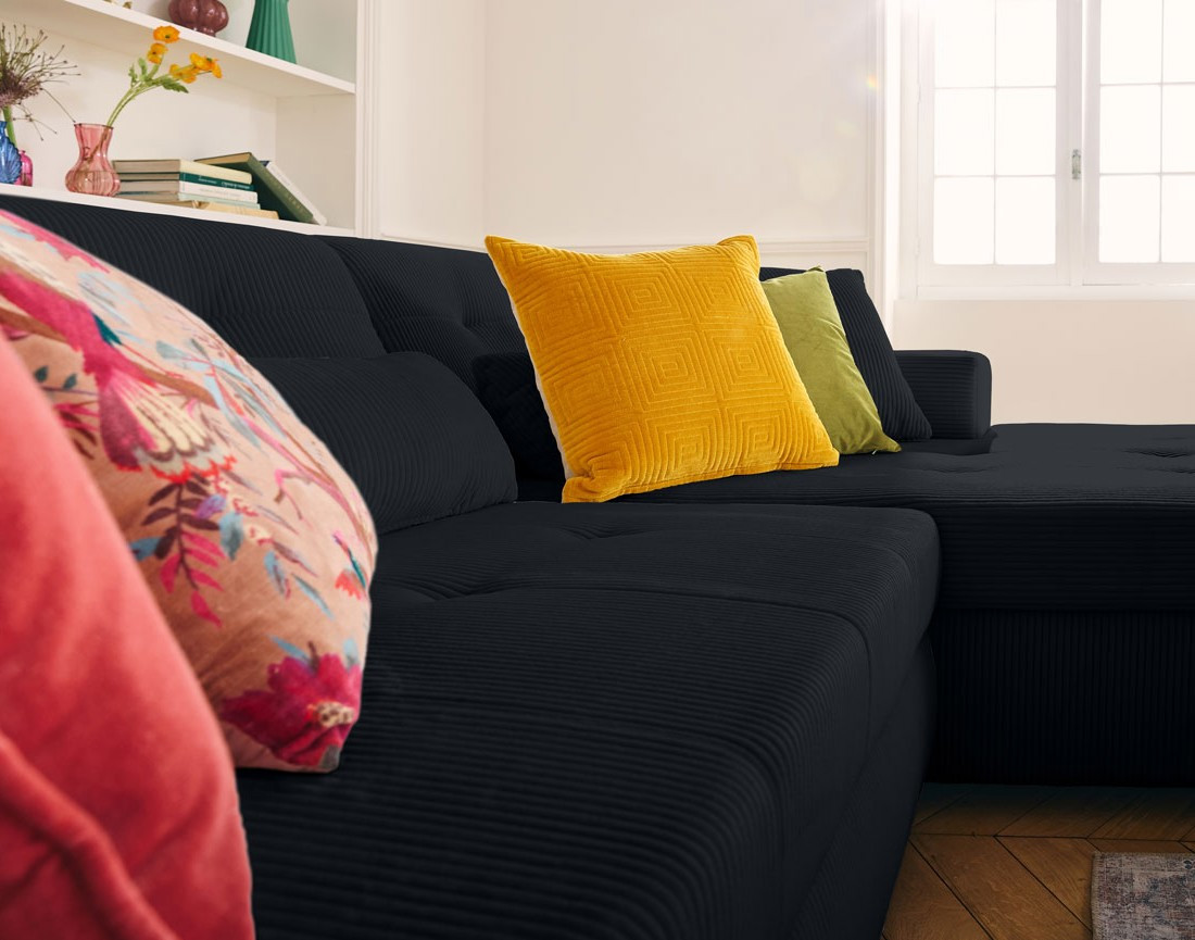 Canapé d'angle convertible Vermont 4 places avec coffre - angle droit