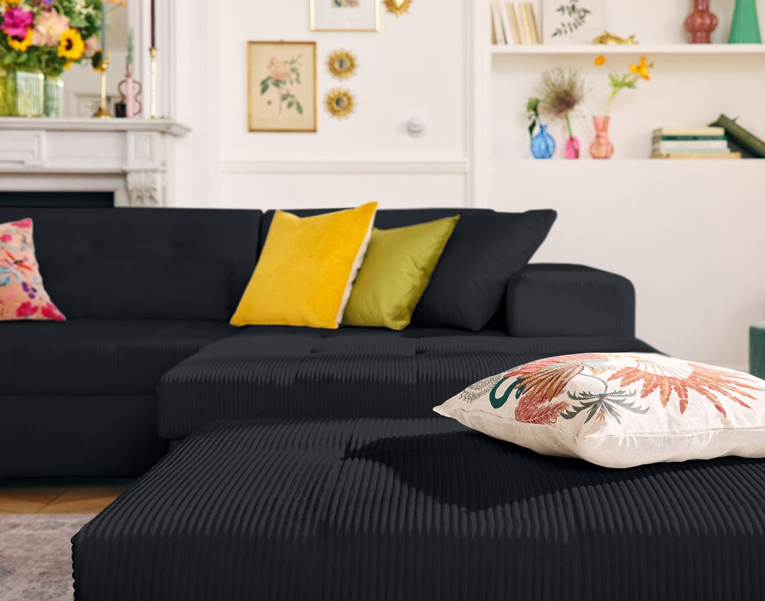 Canapé d'angle convertible Vermont 4 places avec coffre - angle droit