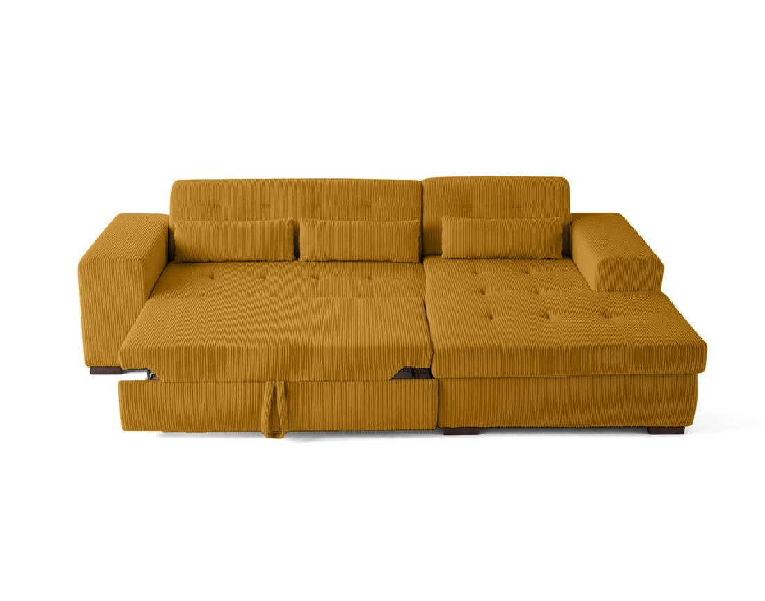 Canapé d'angle convertible Vermont 4 places avec coffre - angle droit