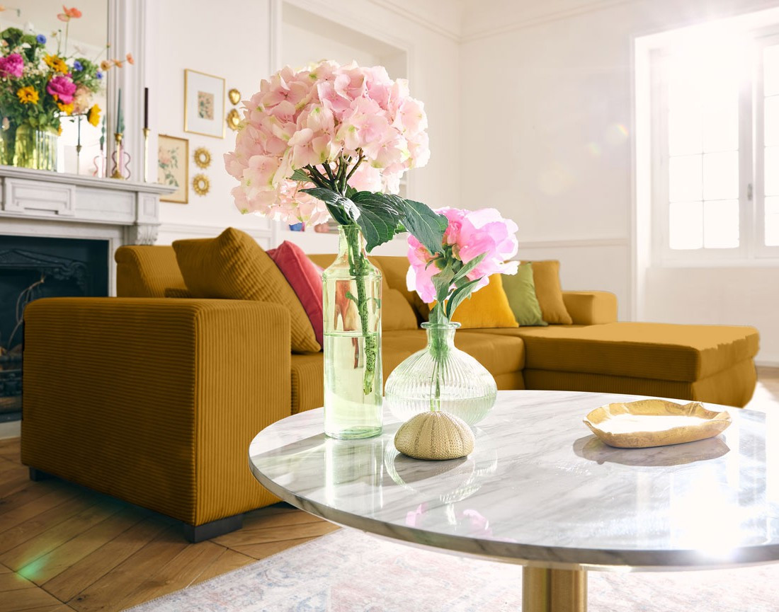 Canapé d'angle convertible Vermont 4 places avec coffre - angle droit