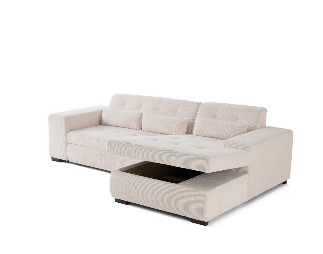 Canapé d'angle convertible Vermont 4 places avec coffre - angle droit