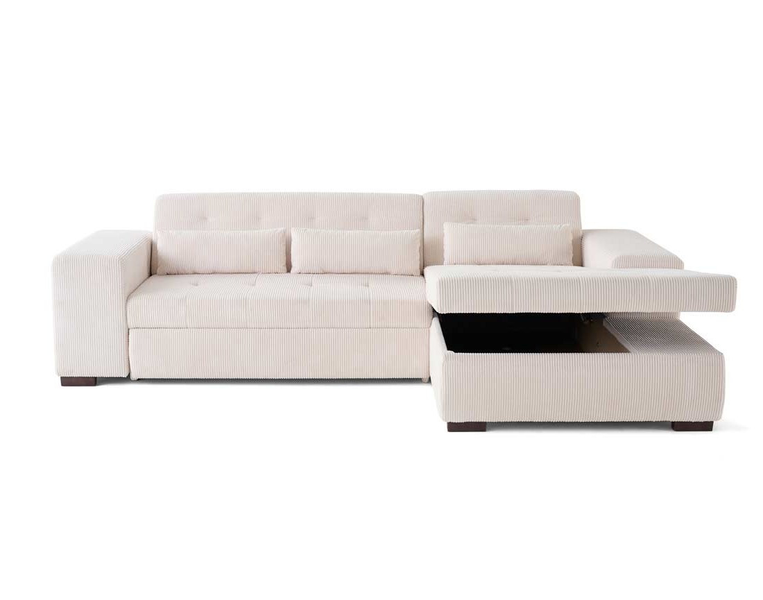 Canapé d'angle convertible Vermont 4 places avec coffre - angle droit
