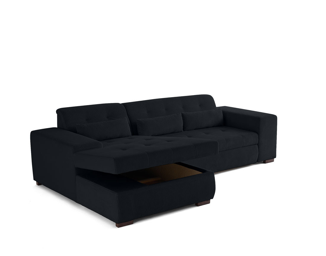 Canapé d'angle convertible Vermont 4 places avec coffre - angle gauche