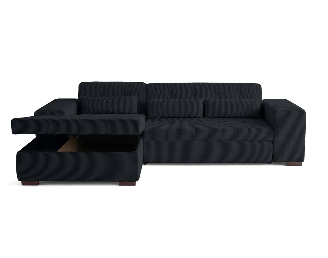 Canapé d'angle convertible Vermont 4 places avec coffre - angle gauche