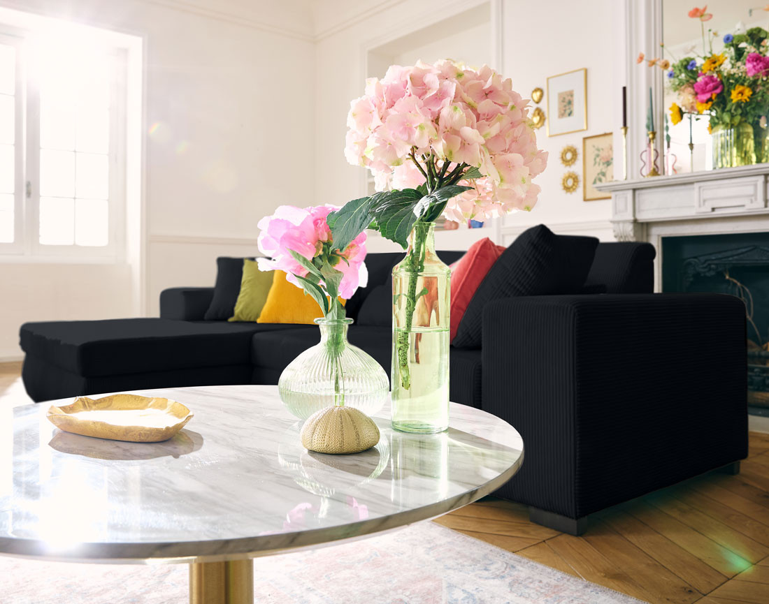 Canapé d'angle convertible Vermont 4 places avec coffre - angle gauche