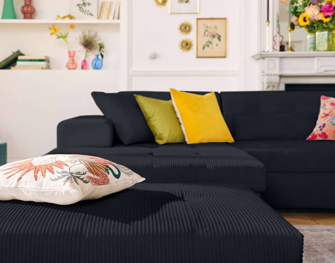 Canapé d'angle convertible Vermont 4 places avec coffre - angle gauche