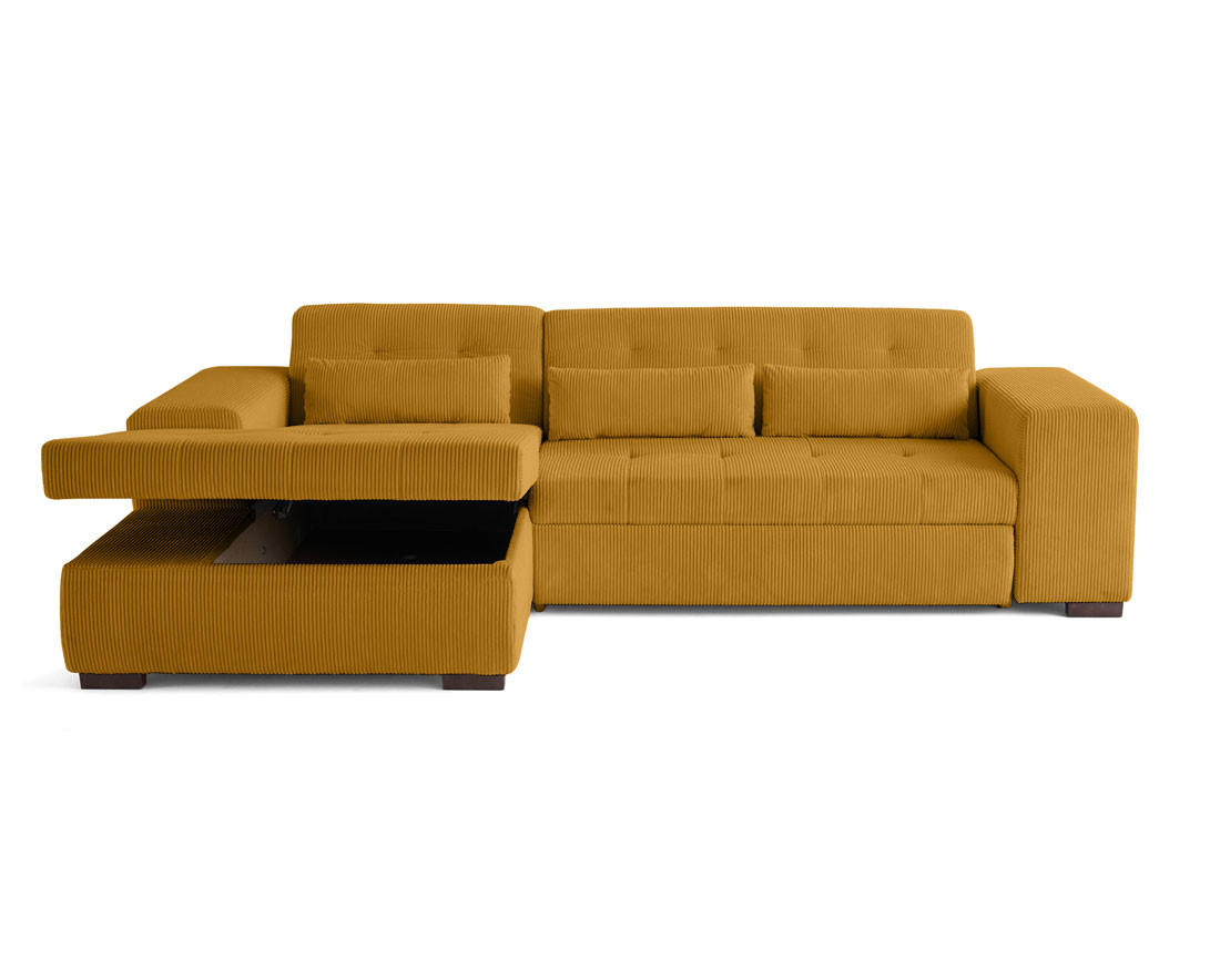 Canapé d'angle convertible Vermont 4 places avec coffre - angle gauche