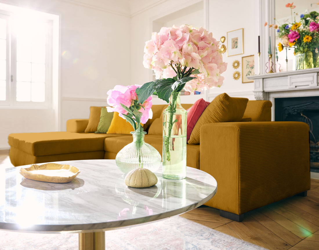 Canapé d'angle convertible Vermont 4 places avec coffre - angle gauche