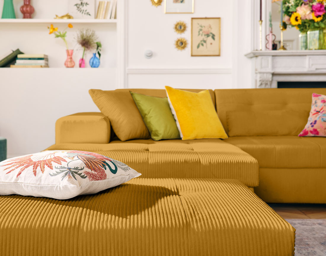 Canapé d'angle convertible Vermont 4 places avec coffre - angle gauche