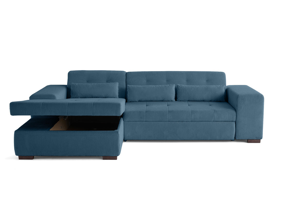 Canapé d'angle convertible Vermont 4 places avec coffre - angle gauche