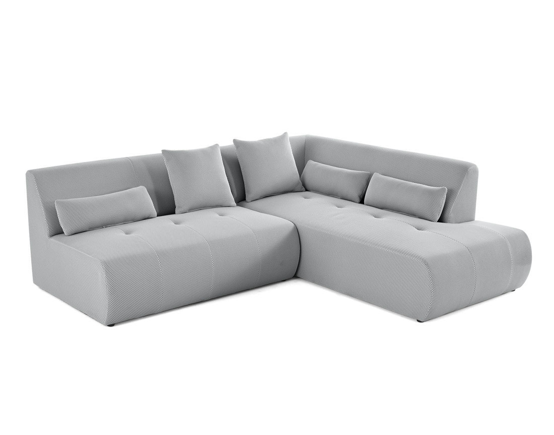Canapé modulable d'angle droit 5 places en tissu mailles 3D Onyx