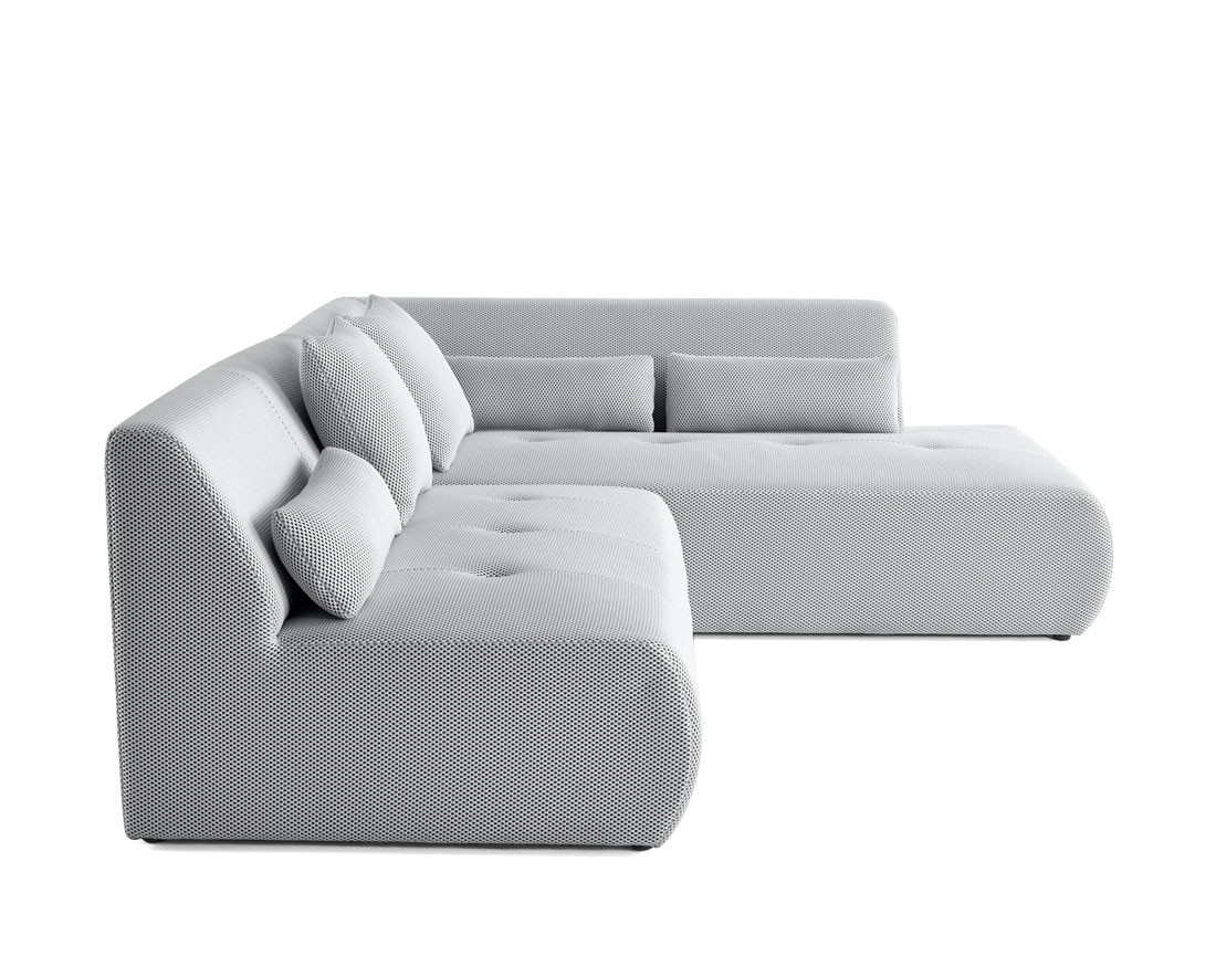 Canapé modulable d'angle droit 5 places en tissu mailles 3D Onyx