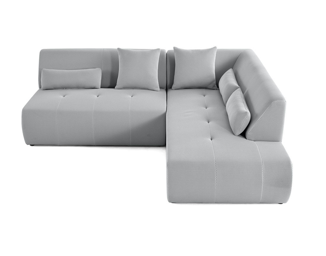 Canapé modulable d'angle droit 5 places en tissu mailles 3D Onyx