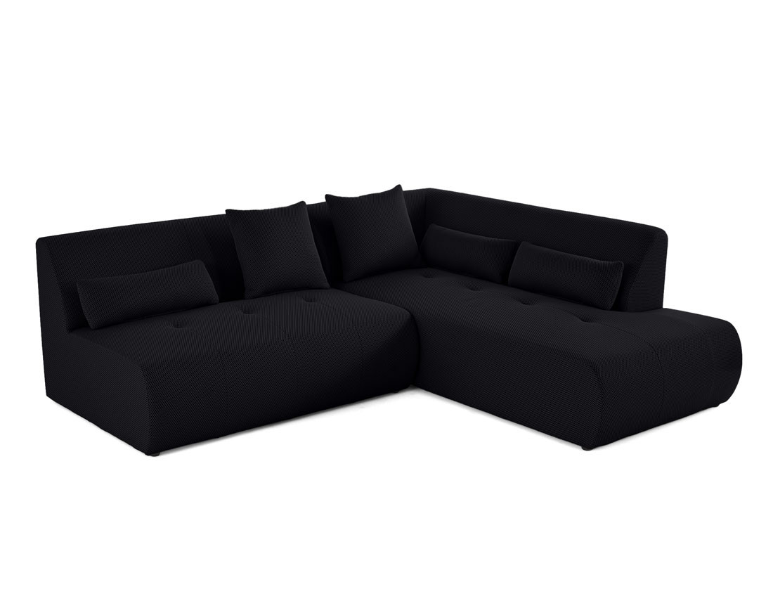 Canapé modulable d'angle droit 5 places en tissu mailles 3D Onyx