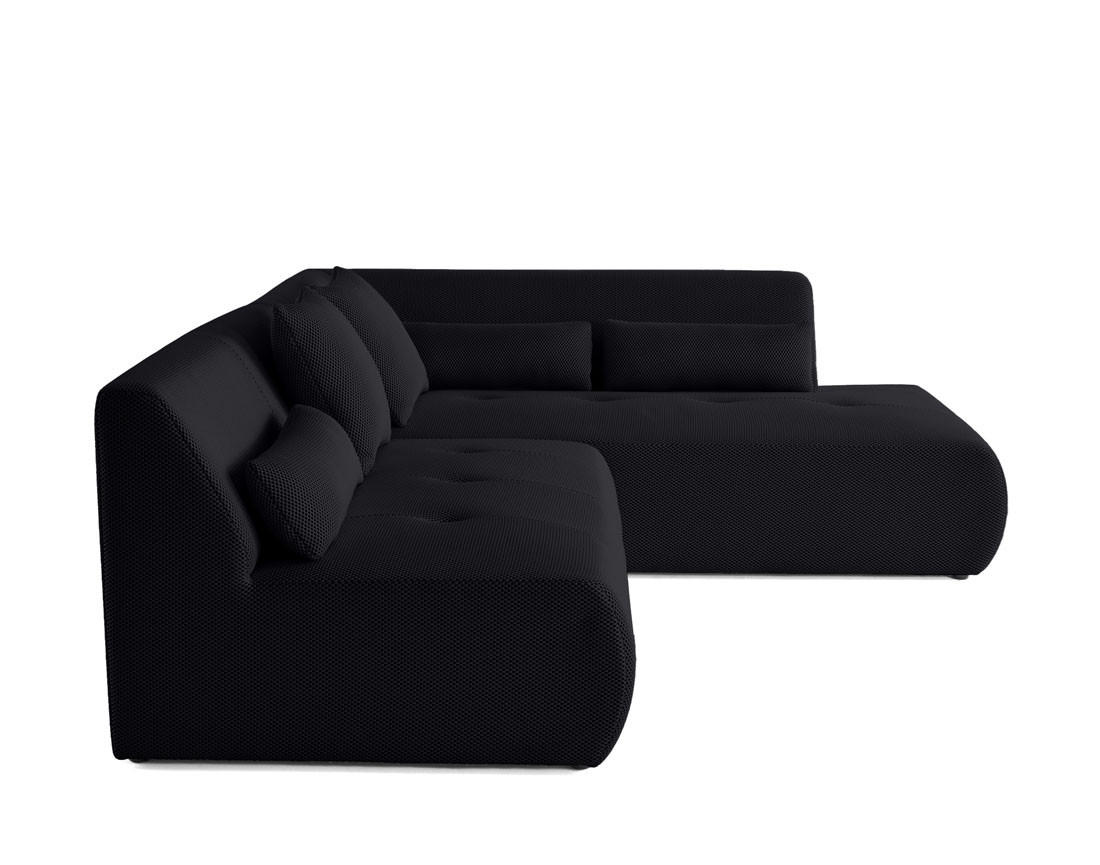 Canapé modulable d'angle droit 5 places en tissu mailles 3D Onyx