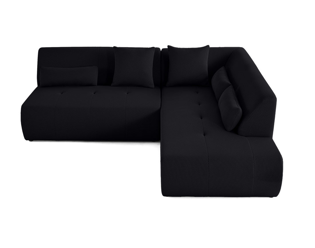Canapé modulable d'angle droit 5 places en tissu mailles 3D Onyx