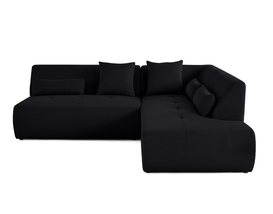 Canapé modulable d'angle droit 5 places en tissu mailles 3D Onyx