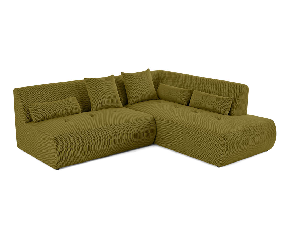 Canapé modulable d'angle droit 5 places en tissu mailles 3D Onyx