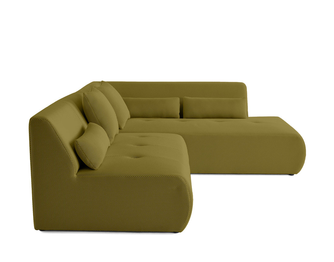 Canapé modulable d'angle droit 5 places en tissu mailles 3D Onyx