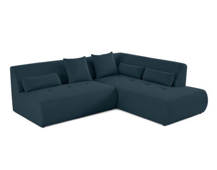 Canapé modulable d'angle droit 5 places en tissu mailles 3D Onyx