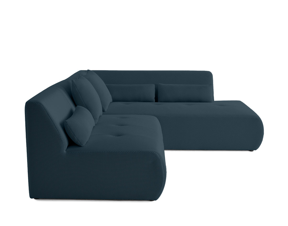 Canapé modulable d'angle droit 5 places en tissu mailles 3D Onyx