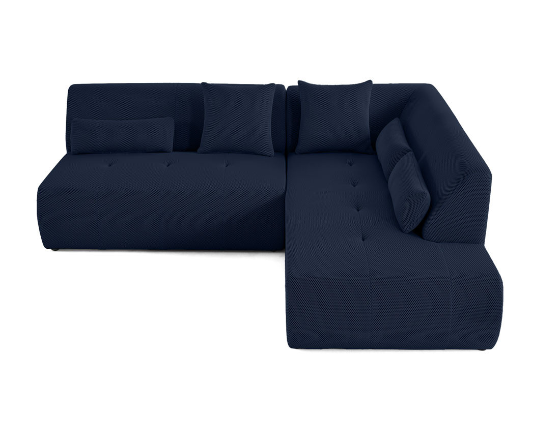 Canapé modulable d'angle droit 5 places en tissu mailles 3D Onyx