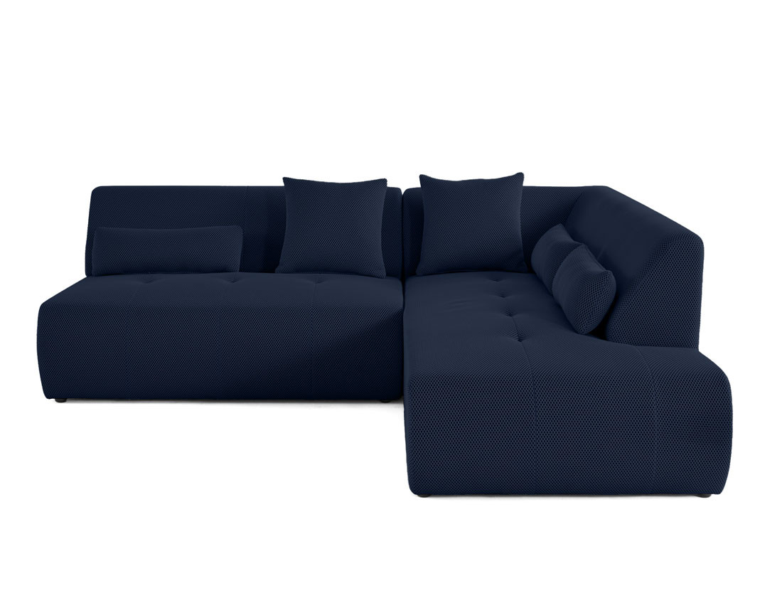 Canapé modulable d'angle droit 5 places en tissu mailles 3D Onyx