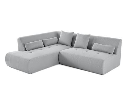 Canapé modulable d'angle gauche 5 places en tissu mailles 3D Onyx