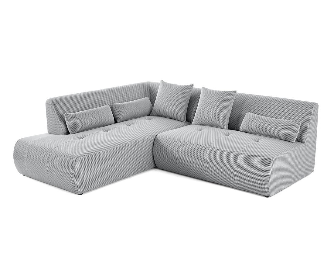 Canapé modulable d'angle gauche 5 places en tissu mailles 3D Onyx