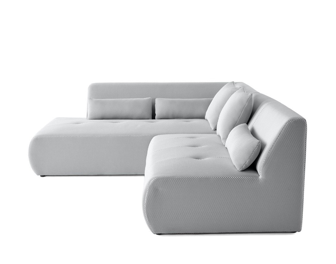 Canapé modulable d'angle gauche 5 places en tissu mailles 3D Onyx
