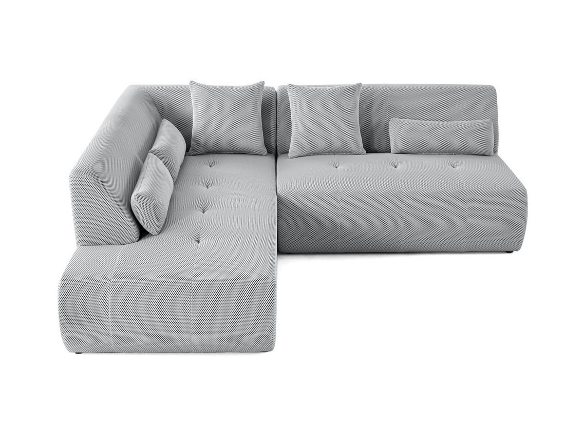Canapé modulable d'angle gauche 5 places en tissu mailles 3D Onyx