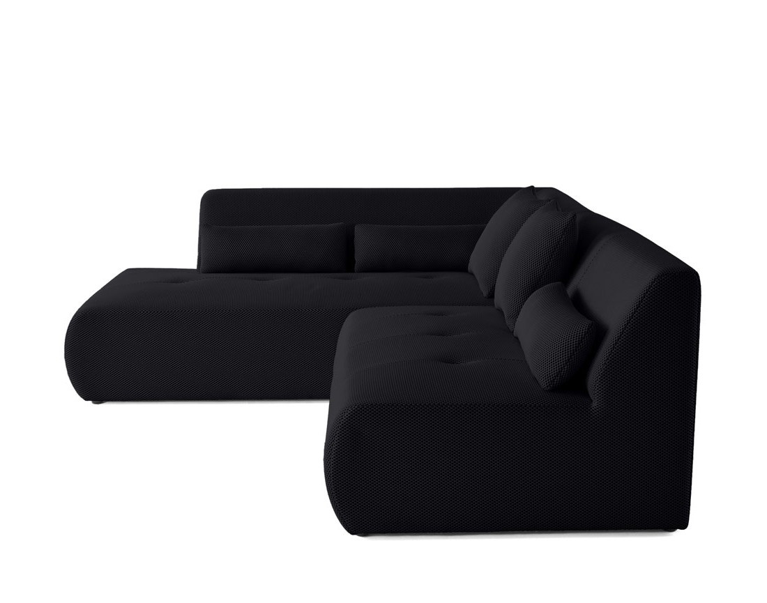 Canapé modulable d'angle gauche 5 places en tissu mailles 3D Onyx