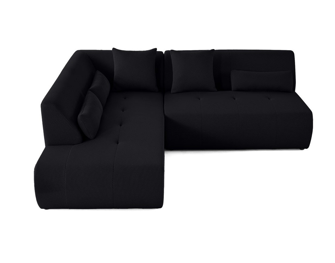 Canapé modulable d'angle gauche 5 places en tissu mailles 3D Onyx