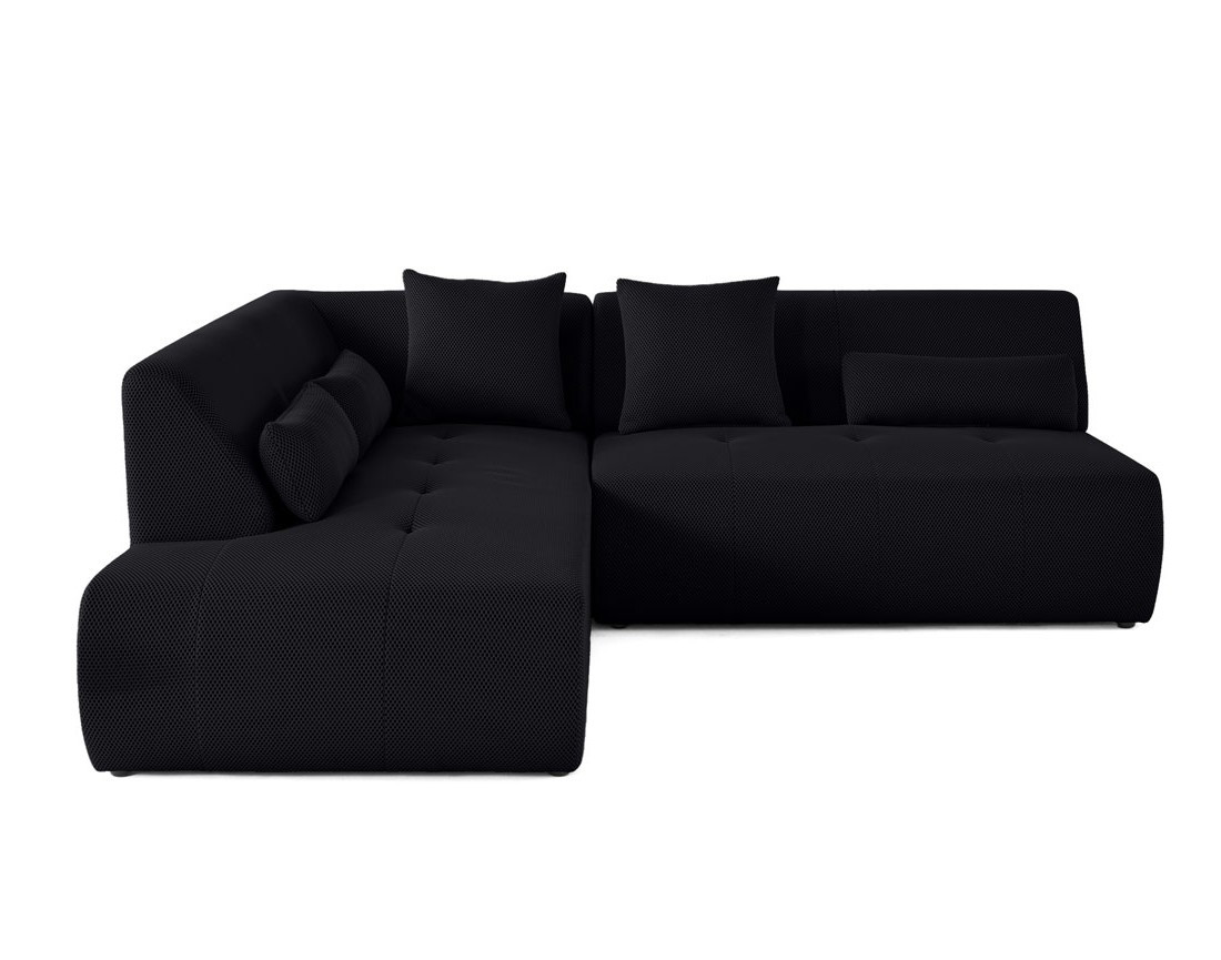 Canapé modulable d'angle gauche 5 places en tissu mailles 3D Onyx