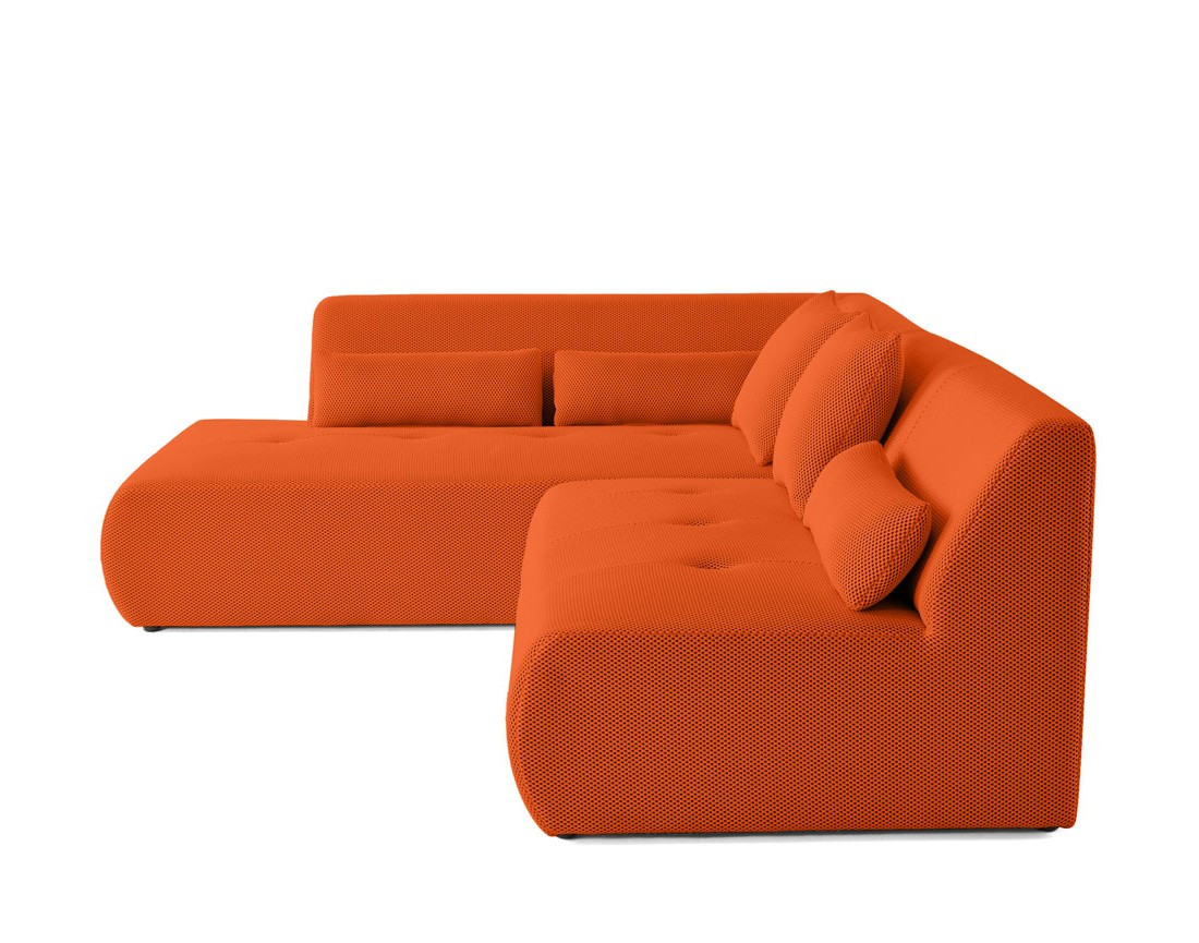 Canapé modulable d'angle gauche 5 places en tissu mailles 3D Onyx