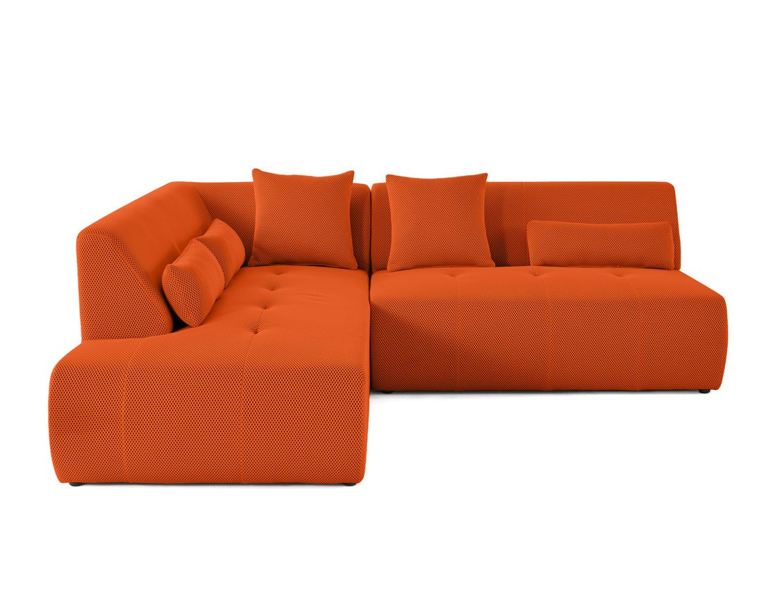 Canapé modulable d'angle gauche 5 places en tissu mailles 3D Onyx