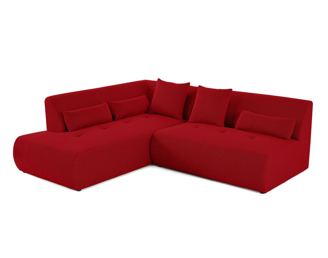 Canapé modulable d'angle gauche 5 places en tissu mailles 3D Onyx