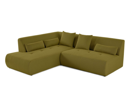 Canapé modulable d'angle gauche 5 places en tissu mailles 3D Onyx