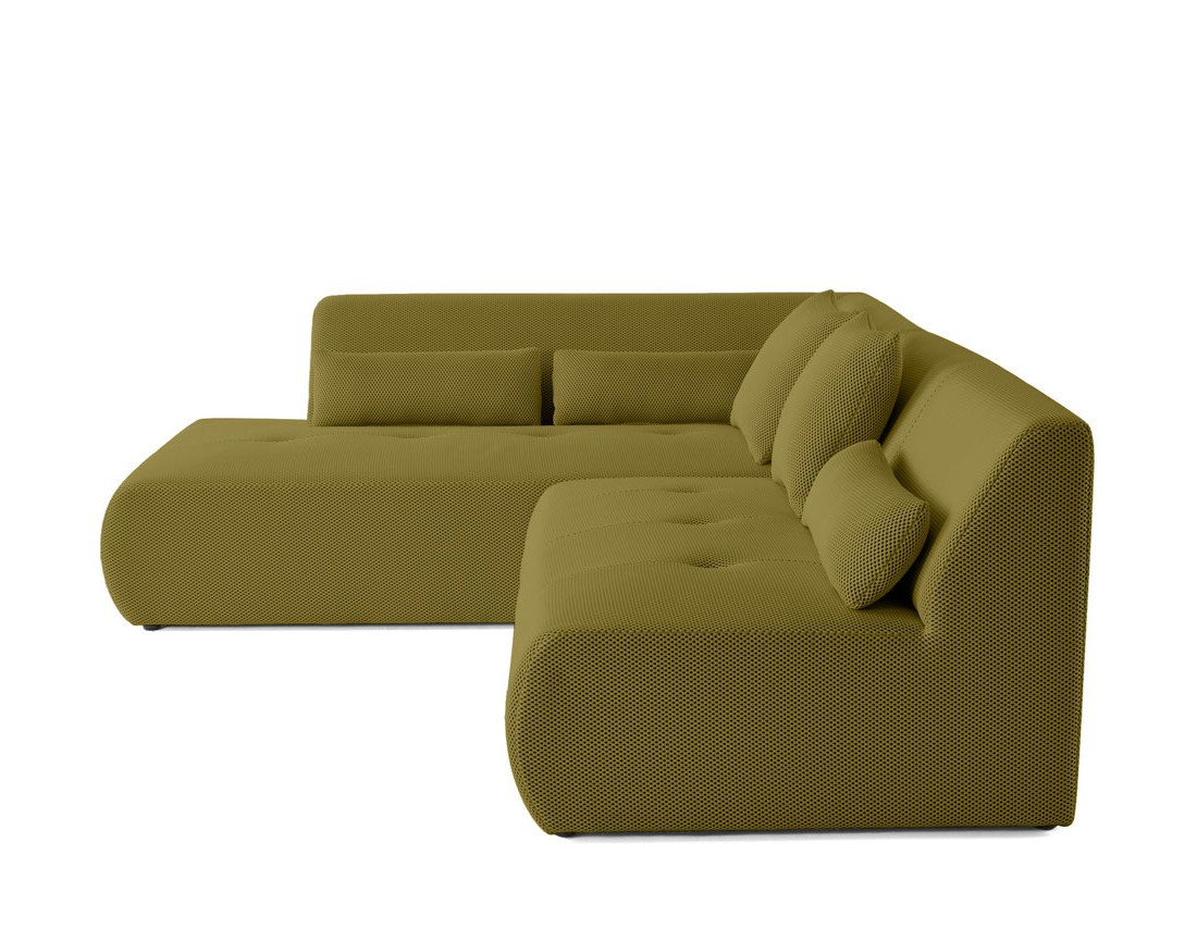 Canapé modulable d'angle gauche 5 places en tissu mailles 3D Onyx