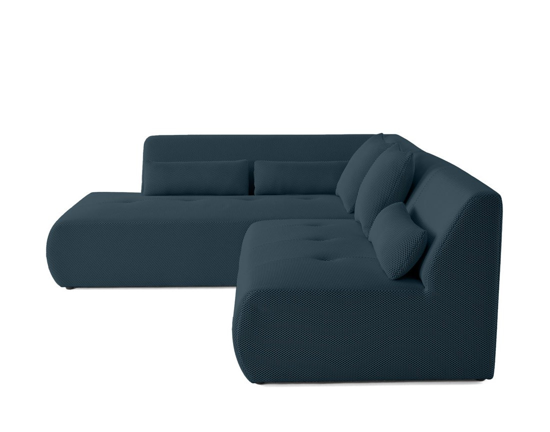 Canapé modulable d'angle gauche 5 places en tissu mailles 3D Onyx