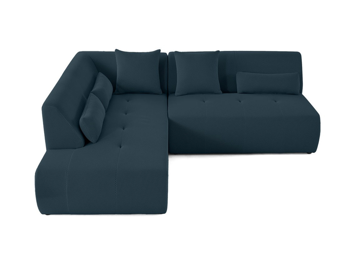 Canapé modulable d'angle gauche 5 places en tissu mailles 3D Onyx