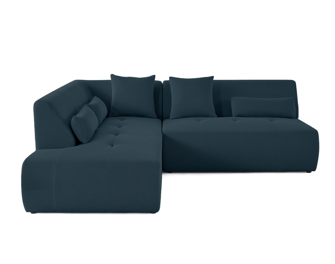 Canapé modulable d'angle gauche 5 places en tissu mailles 3D Onyx