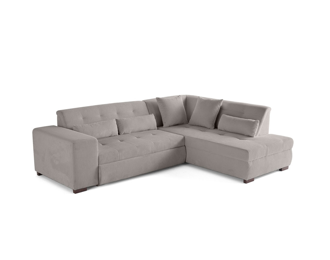 Canapé d'angle droit 5 places convertible en velours côtelé Vermont