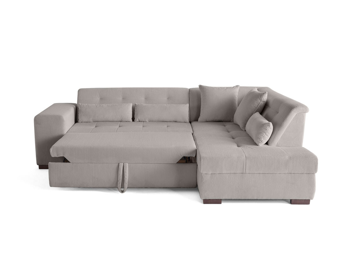 Canapé d'angle droit 5 places convertible en velours côtelé Vermont